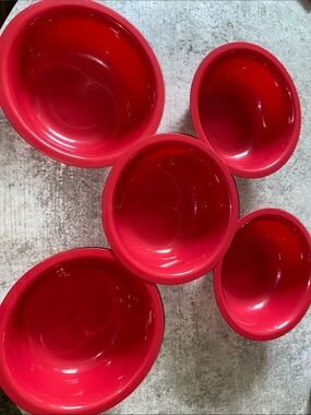 5 Vibrant Red Cereal Bowls